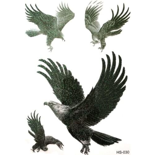 3pcs Flash Eagle Waterproof Temporary Tattoos Men Flash Gold Powder Tattoo the eagle in prey harajuku Sleeve tatoo sticker