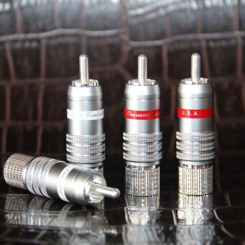 4pcs RCA XSSH Audio Hi-End HIFI DIY Silver Plated Male Audio RCA plug Plugs Connector Jack for 8mm max Audio Cable Cord