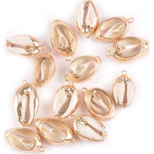 5pcs 17-19mm Gold Natural Shells For Jewelry Bracelet Charms Making DIY Scrapbook Crafts Seashells Home Beach Decor tr0325