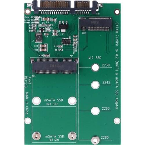 MSATA & M.2 (B-Key NGFF) 2in1 Sized Multiple SSD to SATA 3 III Adapter Converter C26
