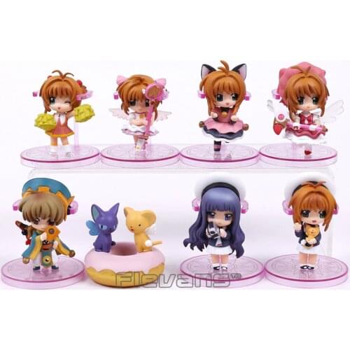 Anime Card Captor Sakura PVC Figures Toys Keychains 8pcs/set Kinomoto Sakura Daidouji Tomoyo Li Syaoran Kero