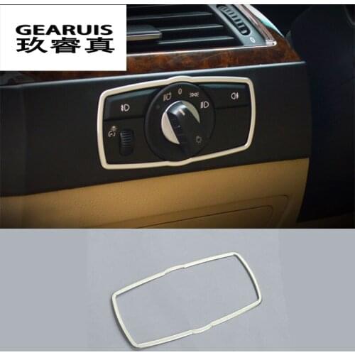 Car Styling Headlight Switch Buttons Decorative Frame Covers Trim Stickers for BMW 5 series E60 auto refit Interior Accessories