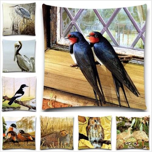 5 size Cushion Cover Polyester Cotton Animal Bird Printed Square Pillow case Knitted Pillow Covers Sofa Decoration