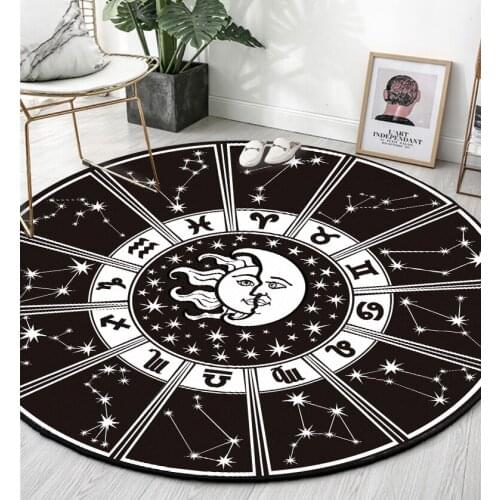 Nordic black and white line astrolabe Round Carpet Anti-slip Living Room bedroom beside Coffee Table sofa large area rugs decor