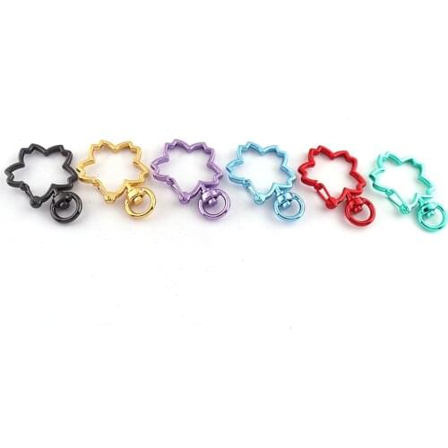 Colorful Lobster Clasps Flower Shaped Key Chain Gunmetal/Green/Gold/Red/Blue/Purple Swivel Clasps Metal Swivel Snap Purse