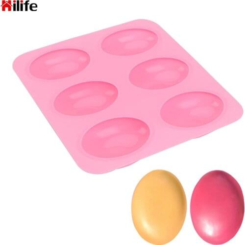 Cake Mold DIY Cake Tools Handmade Jelly Maker Oval Shape Fondant Cake Decorating Baking Tool 6 Slots Silicone Soap Mould