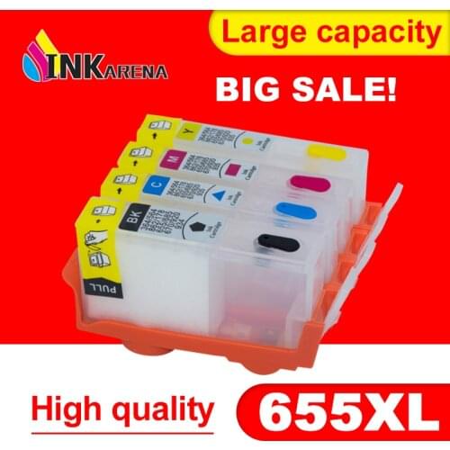 INKARENA Compatible Cartridge Replacement For HP 655 XL Deskjet 3525 4615 4625 5525 6525 Refillable ink cartridge Reset Chip