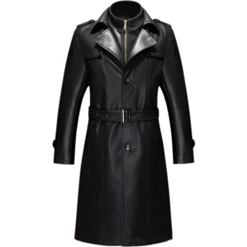 Real Leather Sheepskin Mens Leather Jacket Coats Windbreaker Plus Size 5XL European Russia Male Genuine Leather Trench Coat A589