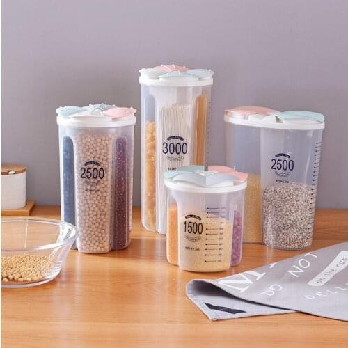Kitchen Plastic Storage Box Dispenser Food Fresh Keeping Kitchen Bottle Storage Moisture-Proof Sealed Cans Transparent Organizer