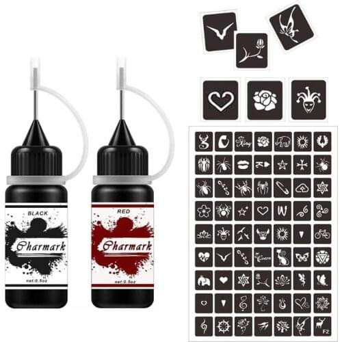 M4YA 2 Color Temporary Tattoo Kit for Women Men Kids Fake Tattoos Semi Permanent Tattoo Ink Art Painting DIY Fake Freckles with