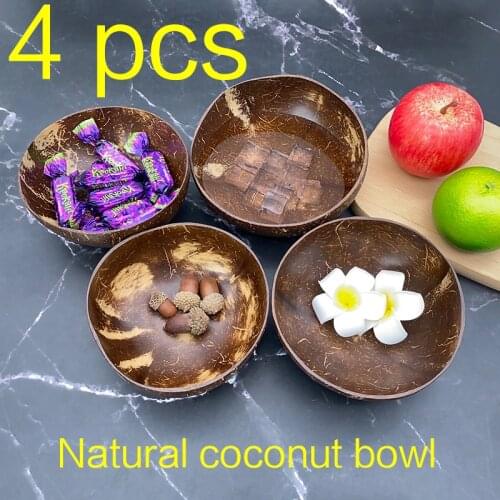 Internaul Natural Coconut Bowl set Fruit Decoration Fruit Salad Smoothie Wooden Rice Bowl Decoration Creative Ramen wooden bowl