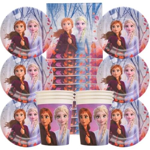Frozen 2 Disney Party Supplies Combination Package Disposable Tableware Cup Plate Party Decoration Birthday Party Supplies