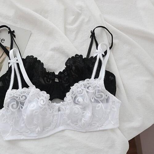 Wriufred Three-dimensional embroidery process lingerie ultra-thin lace embroidery bra comfortable and breathable bralette