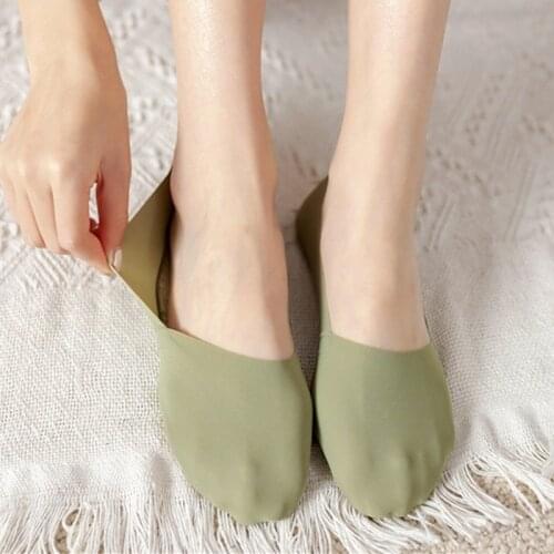 5 pairs womens Summer Thin Sock Slippers Silicone Anti Skid Ice Silk Socks Seamless Invisible Breathable Women High Heels Socks