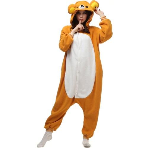 New Animal Adult Kigurumi Rilakkuma Bear Onesie Soft Fleece Pajamas Cartoon Cosplay Costume halloween Party Jumpsuits Suit