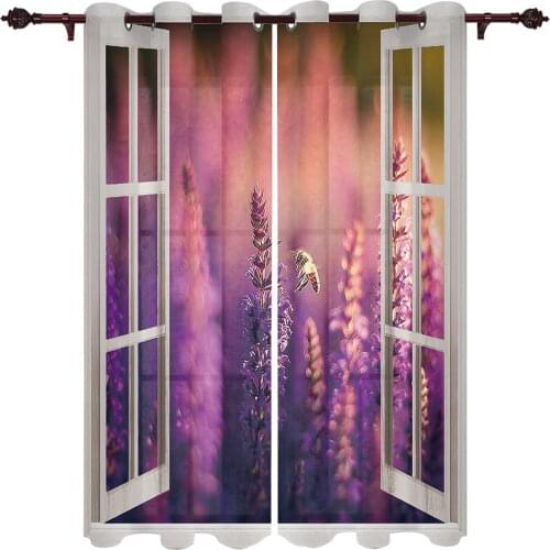 Window Lavender Field Pattern Valance Window Curtains For Living Room Bedroom Kitchen Home Luxury Youth Room Window Curtains