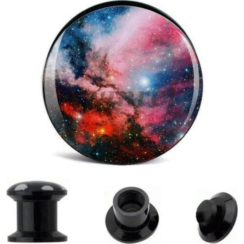 Wholesale Ear Gauge Plugs Dusty Nebula Galaxy Acrylic Screw Fit Flesh Tunnel Plug Eyelet Body Piercing Jewelry 6mm-25mm AW40208