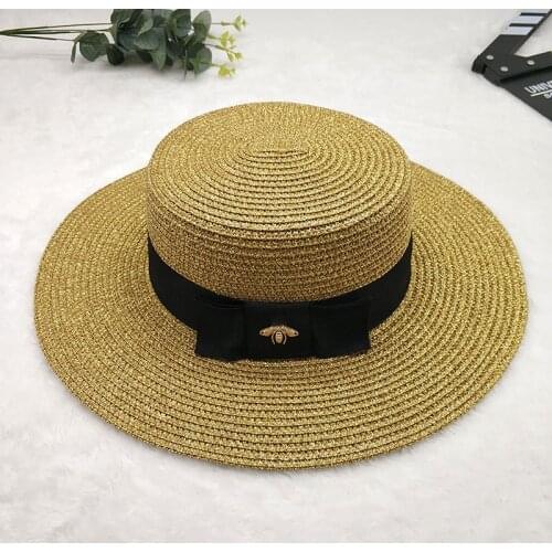 Panama Womens Summer Hats Simple Convenient Foldable Casual Bowknot Beach Visor Cap Retro Female Flat Sunshade