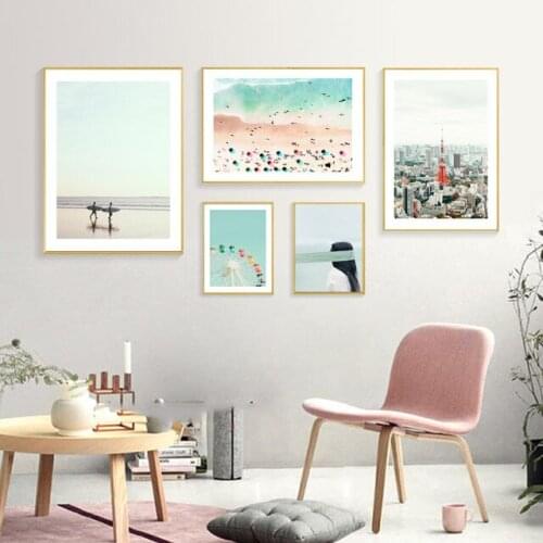 Paris Scenery Nordic Poster Surf Cuadros Decoracion Ferris Wheel Wall Pictures For Living Room Wall Art Canvas Painting No Frame
