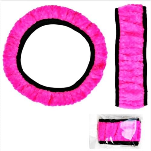 Plush car steering wheel cover winter dot velvet no inner ring loose belt sleeve 8 colors