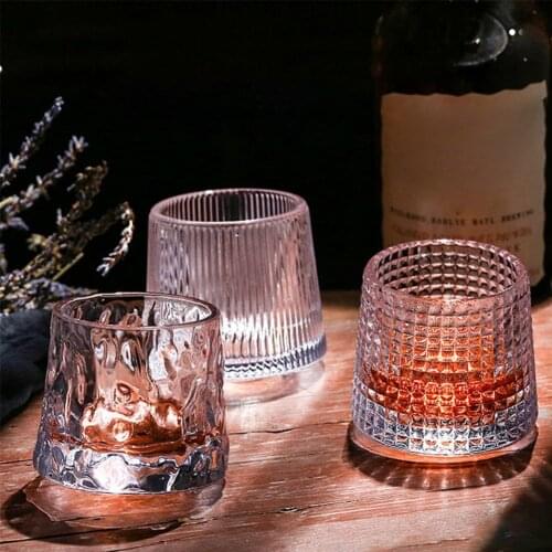 Durable Drinking Glasses Creative Smooth Brim Delicate Transparent Shaker Tumbler Beer Glass Mug Bar Rotating Whisky Wine Glass