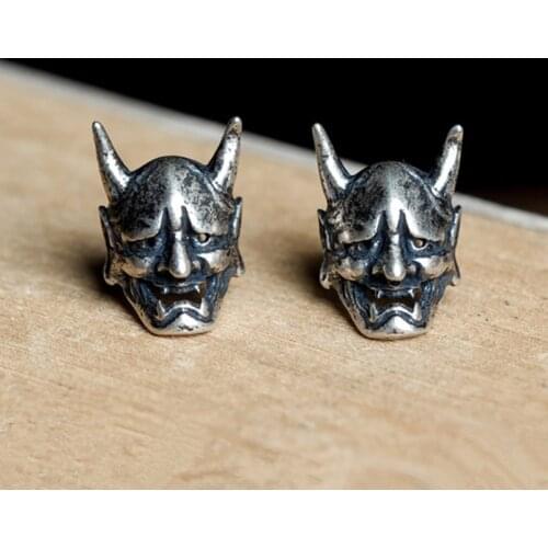 S925 Sterling Silve Retro Birthday Gift Party Jewelry Creative Skull Prajna Earrings Ears Stud
