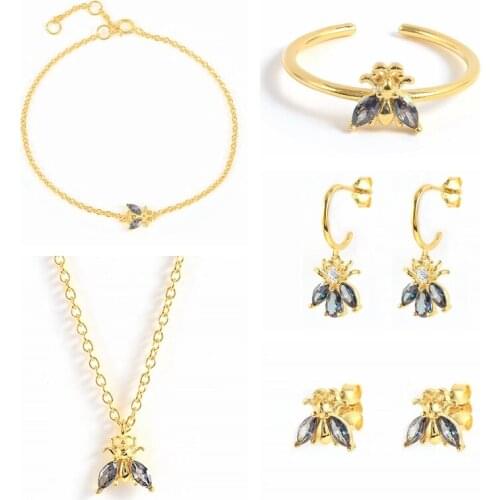 AIDE 2021 Trend Pendientes Plata 925 Black Bee Series Drop Earrings Piercing Chain Pendientes Woman Jewelry Bijoux Femme Aretes