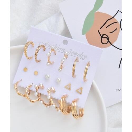 Pendiente Hombre Earrings for Women Earring Sets серьги 2021 тренд Korean Fashion Pearl Hoop Earrings aretes de mujer