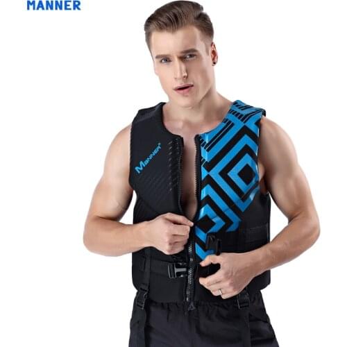 Adult Mens Womens Rapid-Dry Life Vest Jacket- Blue Printed