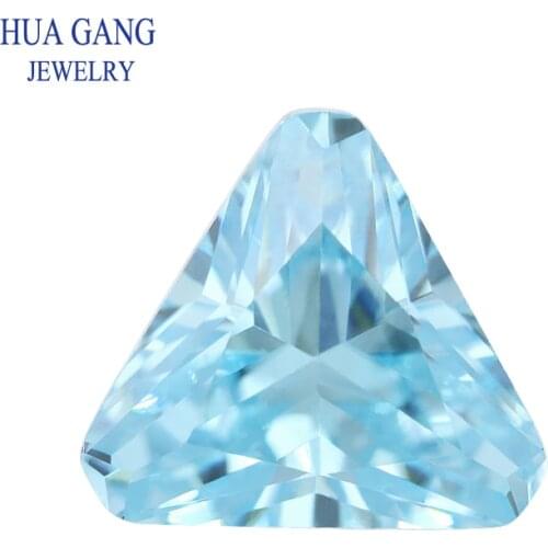 Light Sea Blue Triangle Shape Cubic Zirconia Brilliant Cut Loose CZ Stone Synthetic Gems Beads For Jewelry 4x4-10x10mm