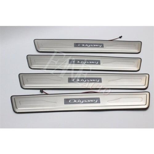 Stainless Steel Led Door Sill Scuff Plate Guard Sills Protector Trim For Honda Odyseey 2003-2008 2009-2013