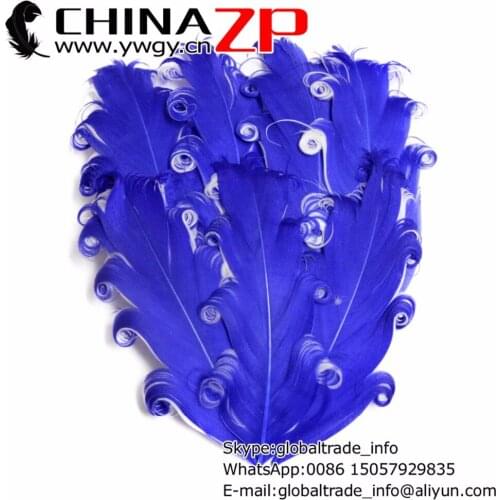 Leading Supplier CHINAZP Factory 50pcs/lot Top Quality Dyed Royal and White Curled Nagorie Goose Feather Pad