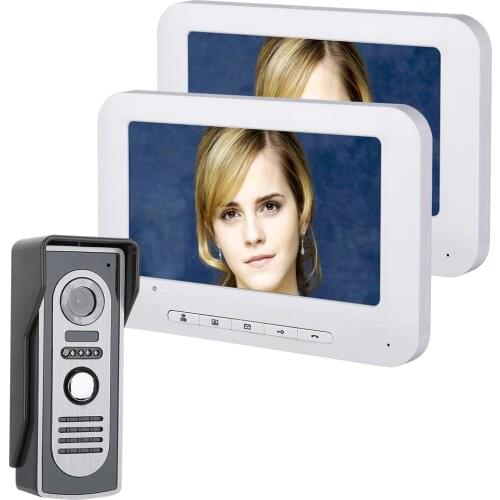 7 Inch TFT 2 Monitors Video Door Phone Doorbell Intercom Kit 1-camera 2-monitor Night Vision with HD 700TVL Camera