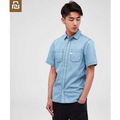 Youpin NEW Cottonsmith Mens cotton Short sleeve 100% cotton Skin-friendly Breathable Summer business casual solid color shirt