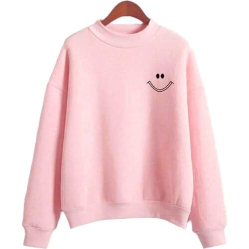 Harajuku Kawaii Smile Face Hoodie Sweatshirt Women 2020 Korean Fashion Street Style Sweatshirts Schoolgirl Streetwear