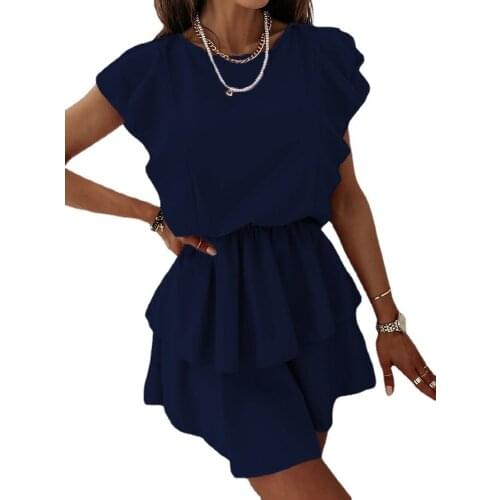 Women Summer Dress Ruffle Sleeveless Beach Mini A Line Casual Sundress 2021 Fashion Plus Size Dress For Women