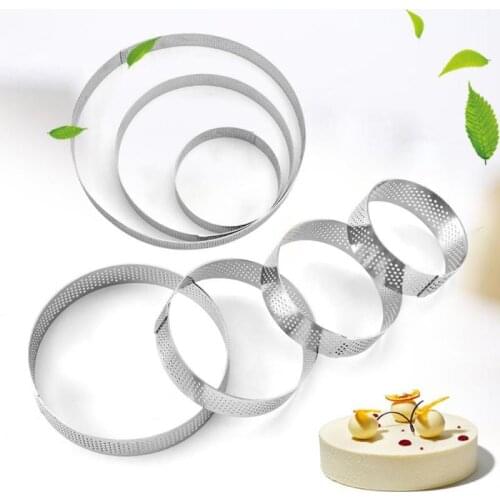 1 Pcs Circular Tart Ring French Dessert Stainless Steel Perforation Fruit Pie Quiche Cake Mousse Mold Kitchen Baking Mould Hot