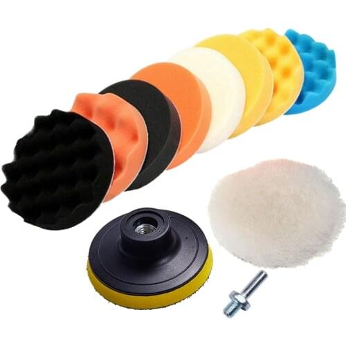 11Pcs/Set Sponge Polishing Pad Car Polisher Waxing Buffer Pad Set Foam Polishing Pad Kit Car Polisher M10 M14 Drill Adapter Pad