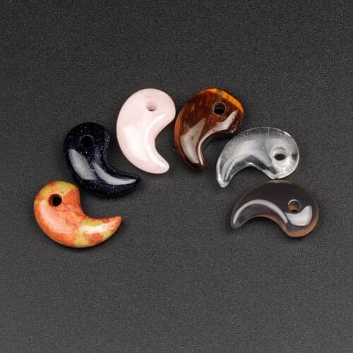 24pcs/lot Fun Drilled Natural Quartz Taiji YinYang Martial Arts Comma Hook BlueSand Stone Tigers Eye Drilled Pendant Charm Free