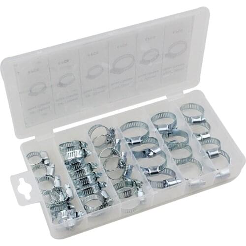 34Pcs Zinc Hose Clamp Set 16-32mm Worm Gear Hose Clamp Water Pipe Clamp For Plumbing Automotive Mechanical Applications
