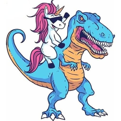 3D Cartoon Realistic Cute Unicorn Riding Decal Waterproof Vinyl Material Sunscreen Surfboard Decal Laptop Decoration Kk13*12cm