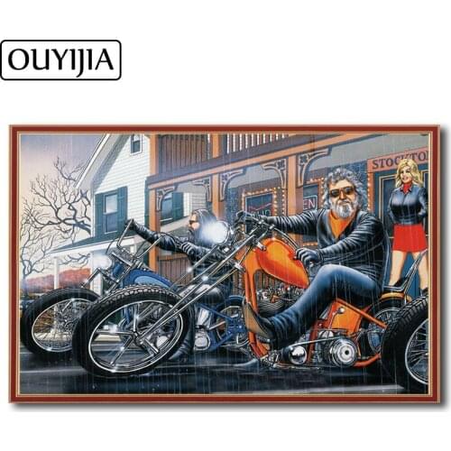 OUYIJIA 5D DIY Diamond Locomotive Bearty Cartoon Motorcycle Decoration Painting Diamond Embroidery Rhinestone Mosaic FullSquare