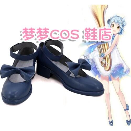 Azur Lane Music Pixy Fubuki Blue Shoes Cosplay Long Boots Leather Custom Made Any Size For Party Halloween