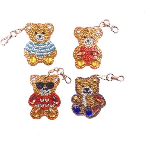 Diy Bear Keychain Full Drill Special Diamond Painting Keyrings For Woman Bag Christmas Birthday Gift