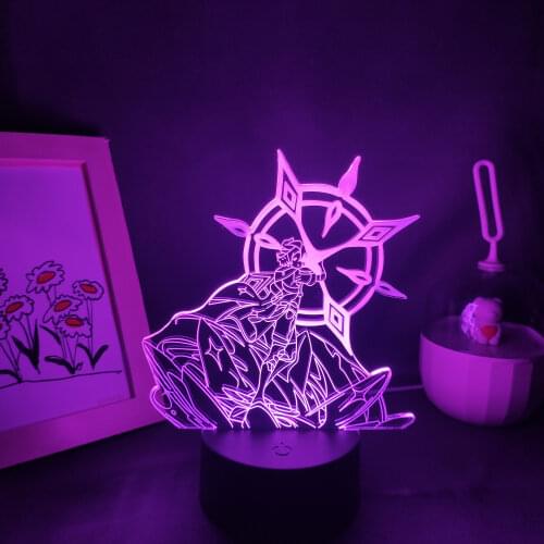 Genshin Impact Game Figure Albedo 3D Lava Lamps Led RGB Battery Night Lights Cool Gift Bed Living Room Table Colorful Decoration