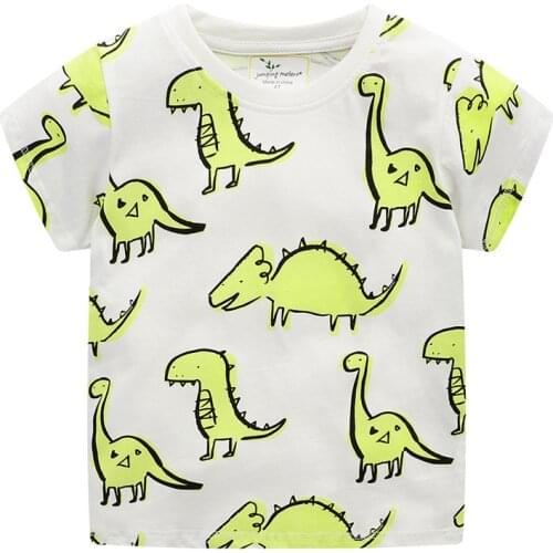 Jumping meters New Animals Tees Tops for Baby Boys Girls Summer Clothing 100% Cotton Kids T shirts Dinosaurs Tees Toddler Boys