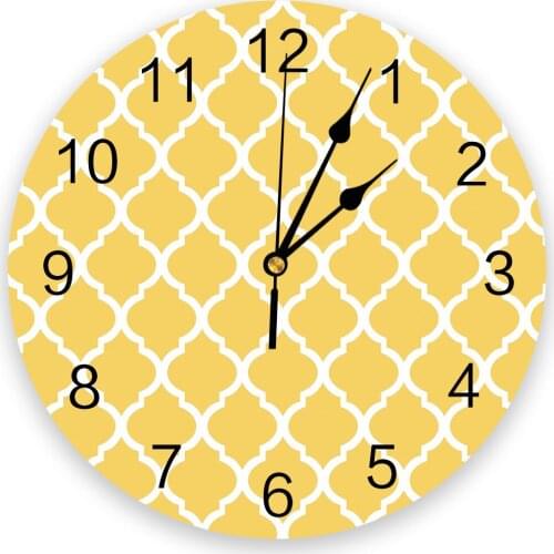 Geometry Moroccan Yellow White Wall Clock For Home Decoration Living Room Quartz Needle Hanging Watch Modern Kitchen Clock