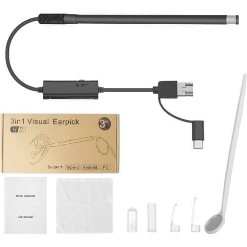 5.5mm lens Camera Endoscope HD 1280*720P 2M Mirco USB Type-C Borescope Video Inspection 640*480P for Android Ear Endoscope