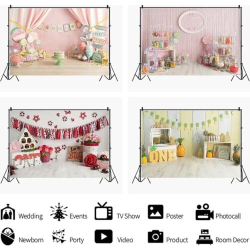 Beautiful Interior Picture Baby Happy Birthday Backdrop Party Child Room Decoration Photography Studio Photos Custom Background