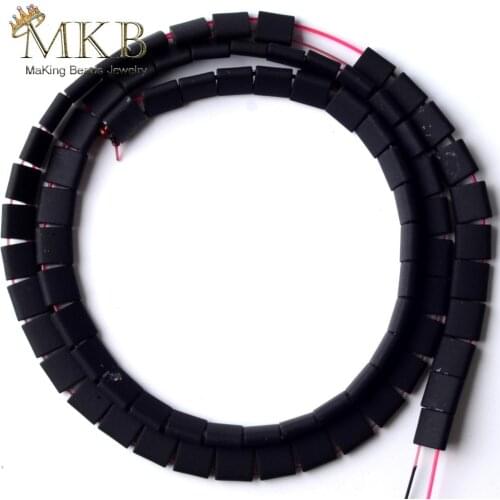 Natural Black Hematite Rubber Stone Matte Square Beads For Jewelry Making 5*5mm Space Loose Beads Diy Bracelet Jewellery 15"